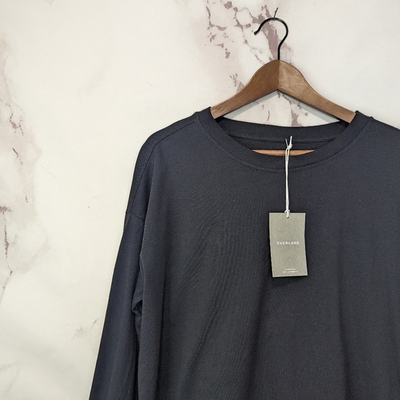 Everlane Long Sleeve Tee Black Shirt Crew Oversized Organic Cotton Women - Picture 4 of 13